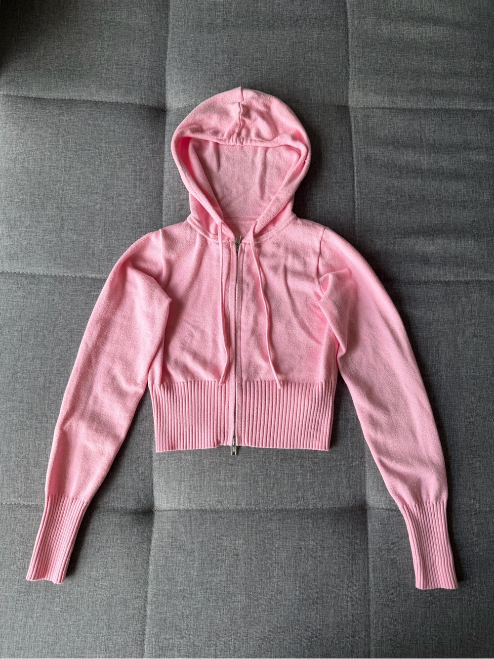 NEW Pink Cropped Zip Hoodie Sweater - Women